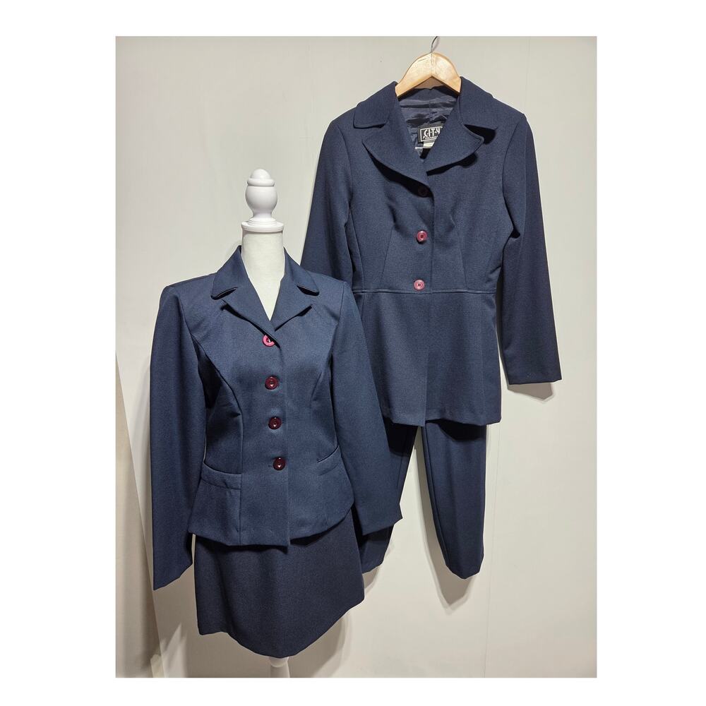 City Triangles Vintage Y2K Navy Blue 4 Piece Suit See Description Closely Size 5